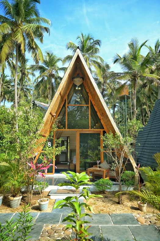 Scenic outdoor view of guest huts at LUMA sanctuary